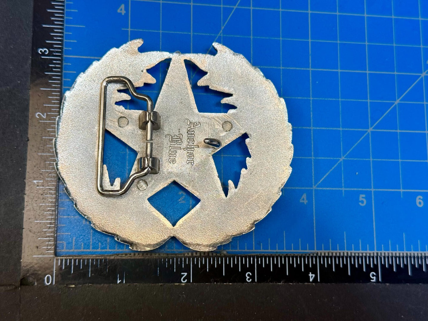 The Original Not the Imitator Star & Laurel Wreath Anchor Blue Belt Buckle