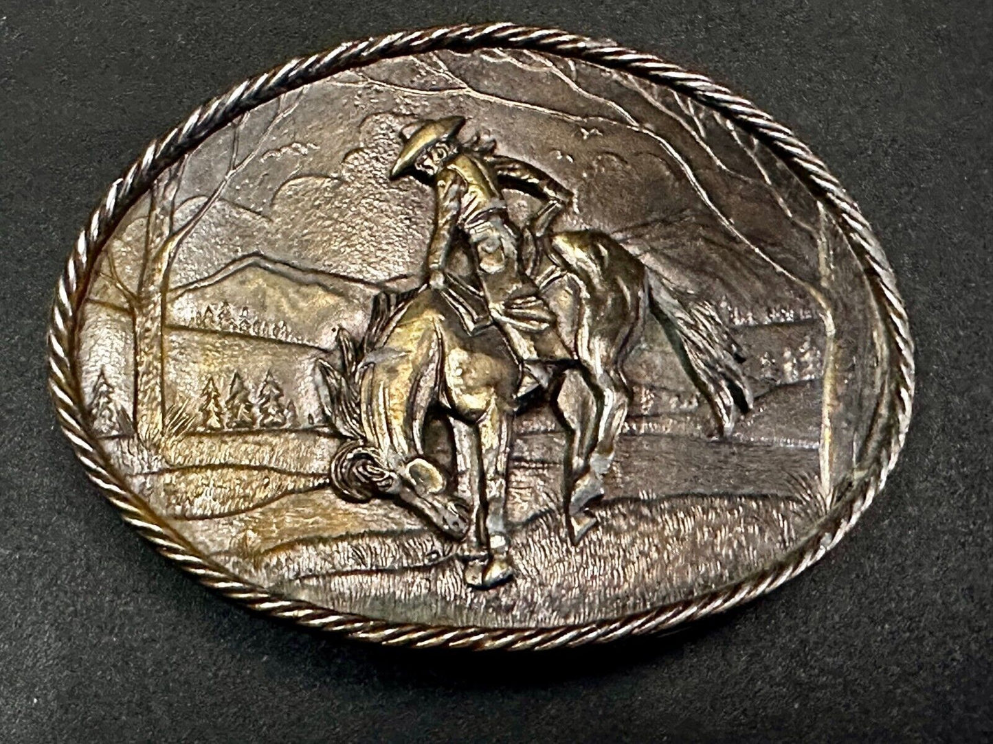 Vintage 1980's Cowboy Saddle Bronc The Great American Belt Buckle Co