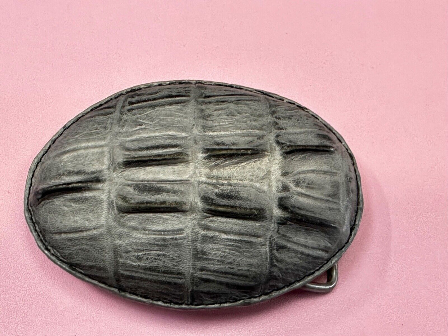 Black Crocodile Tail Skin Design Large Artisan Leather Belt Buckle