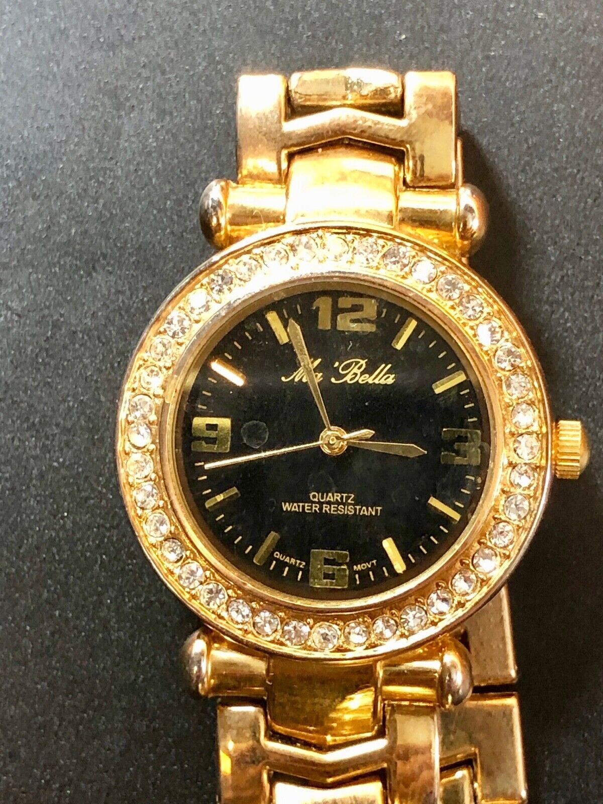 Beautiful Ma bella quartz gold tone women's Ladies watch - rhinestone accents