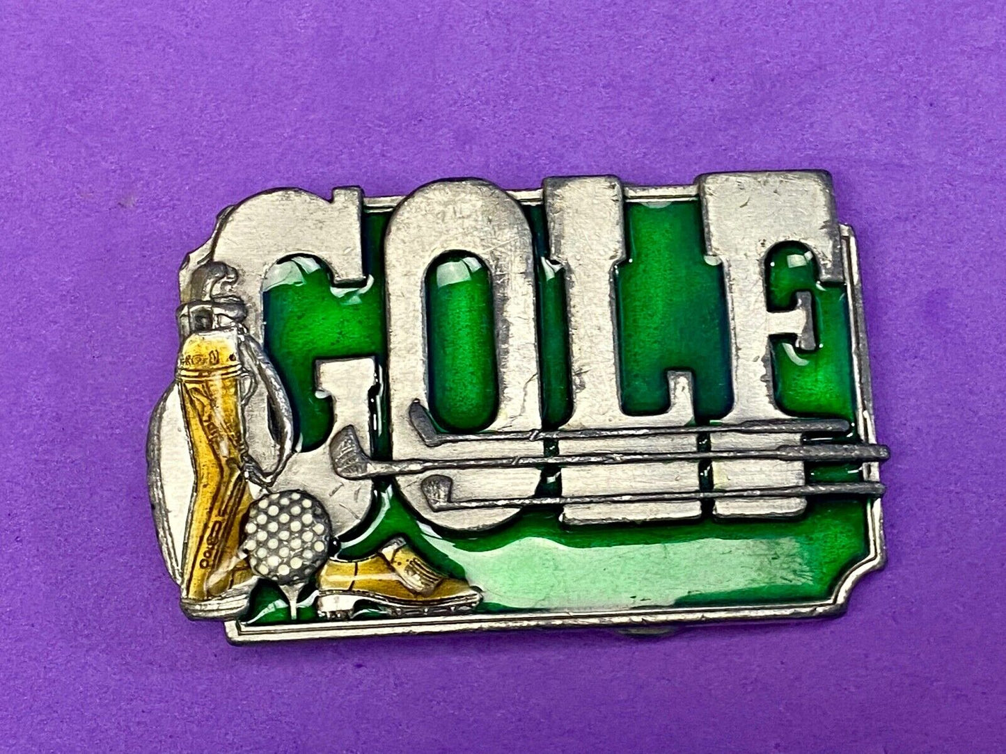 Vintage 1985 GOLF K-30 Lovers 3 D Metal Belt Buckle by Siskiyou perfect gift!