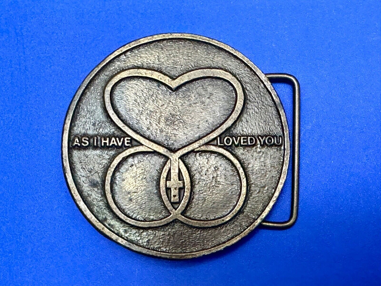 AS I HAVE LOVED YOU Round heart star of David belt buckle