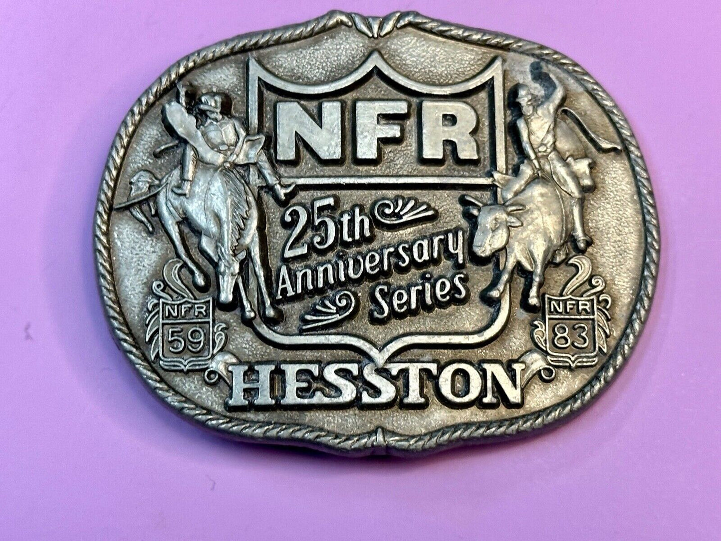 1983 HESSTON Belt Buckle NFR 25th Anniversary First Edition Limited Rodeo