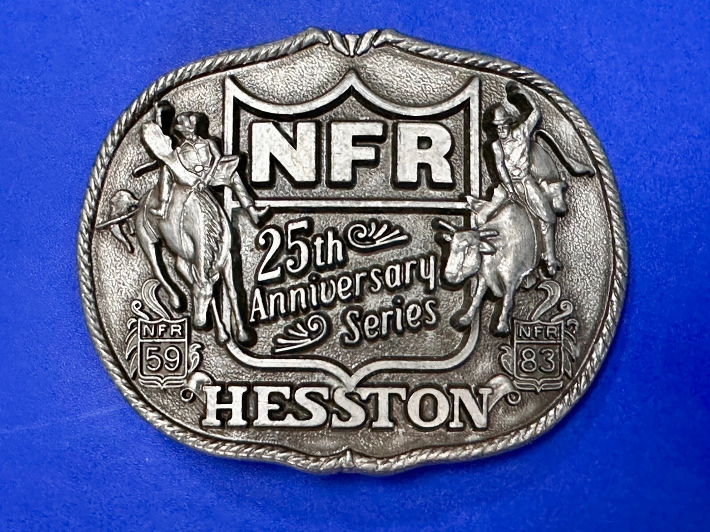 1983 Hesston NFR National Finals Rodeo Cowboys 25th aniversary Belt Buckle