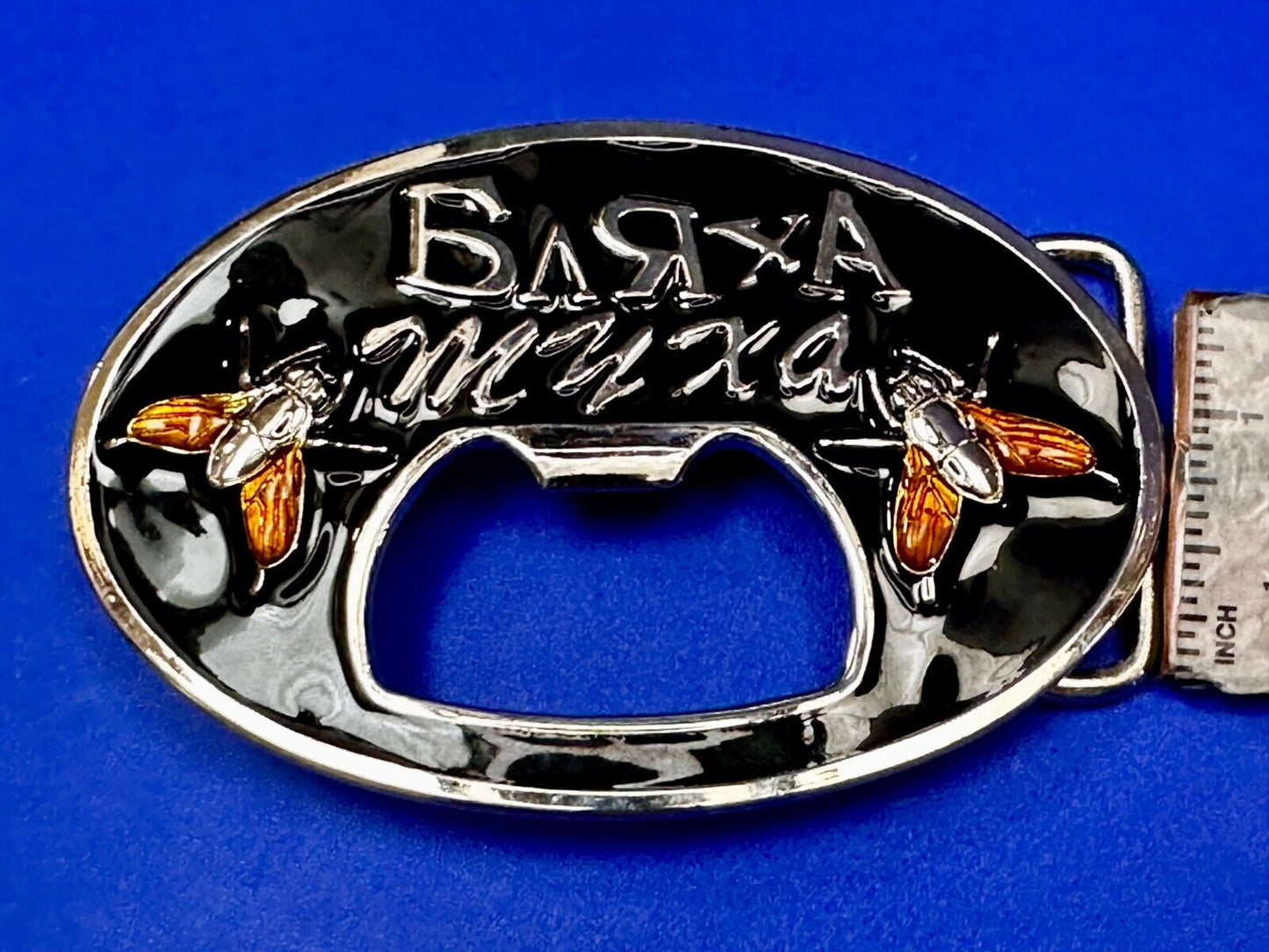 Barxa Muxa with Flying Bee Hornet Design Belt Buckle with Bottle Opener