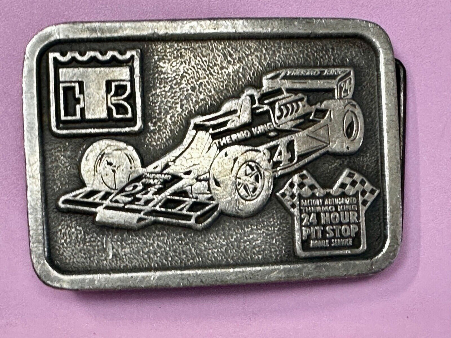 TK Thermo King - Indy Motor Speedway 24 hour pit stop Vintage Belt Buckle