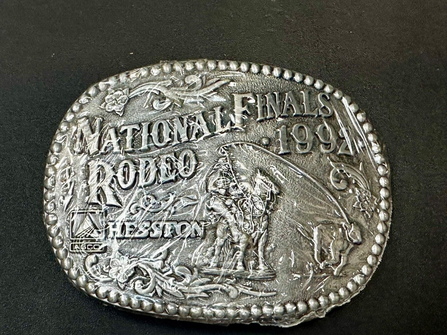 1992 ADM NATIONAL FINALS RODEO ADULT SIZE NFR NOS WESTERN COWBOY BELT BUCKLE
