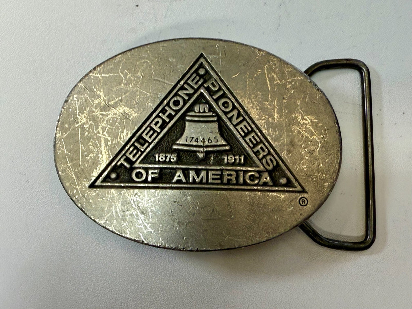 Telephone Pioneers of America Silver Color Commemorative Belt Buckle