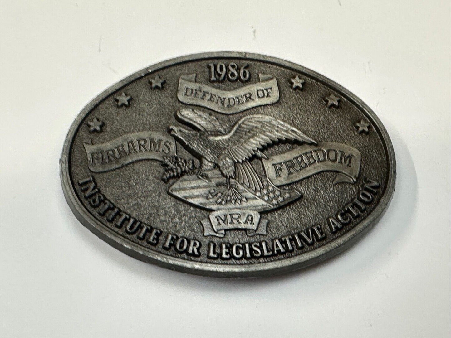 1986 NRA National Rifle Association Firearms Freedom Vintage ILA belt buckle