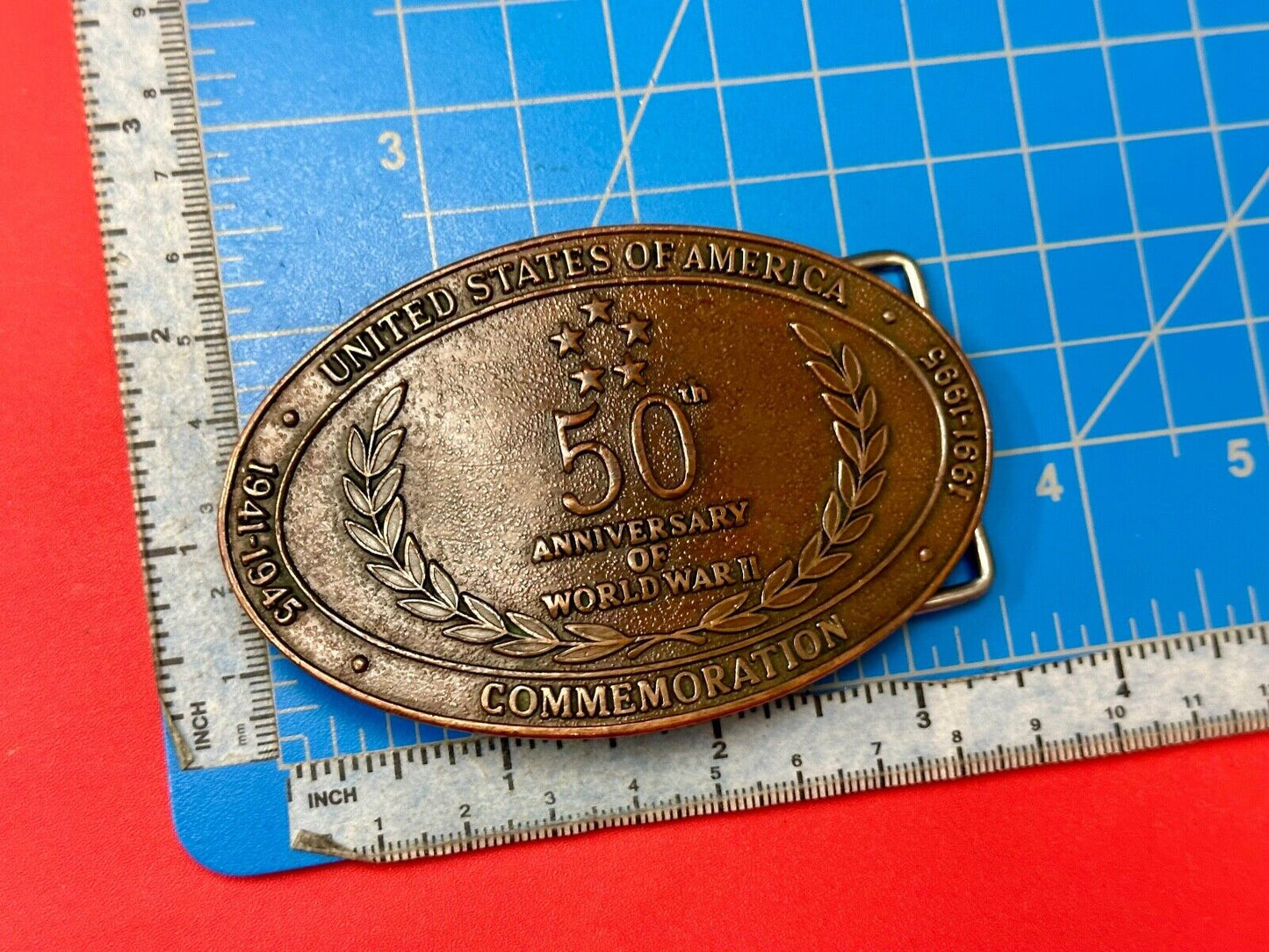 United Stated 50th Anniversary of World War 2 Commemorative belt buckle Crew INC