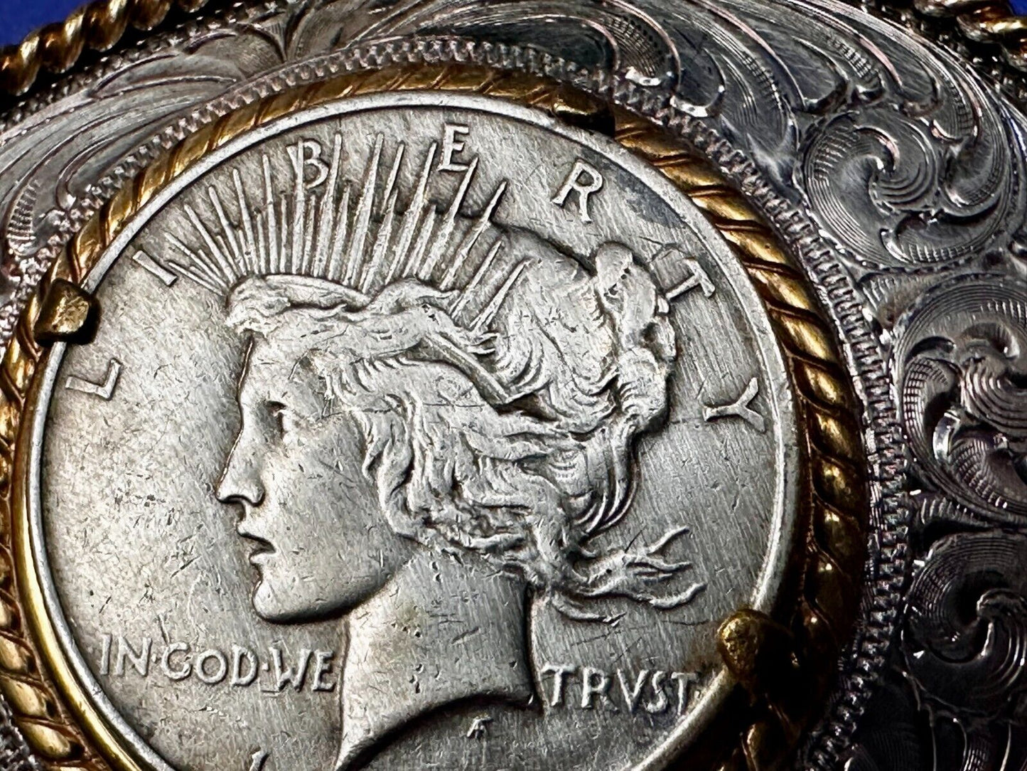 USA Peace Dollar 1922 Liberty Coin Collectors Montana Silversmiths Belt Buckle