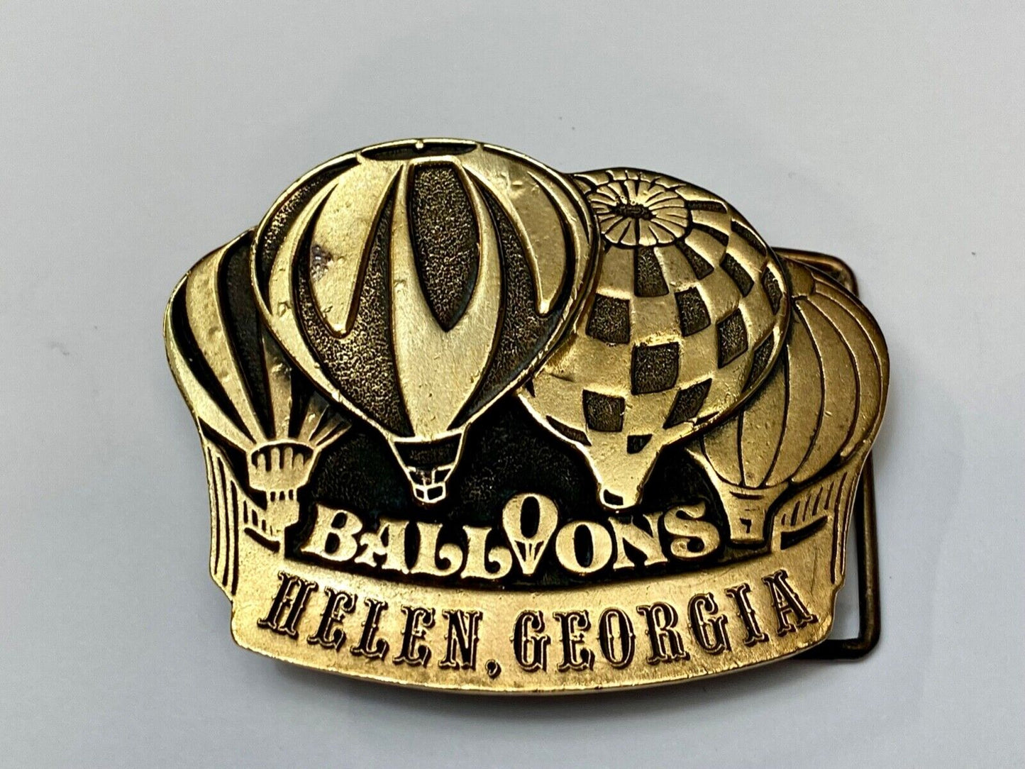 VINTAGE 70's HOT AIR Balloons Belt Buckle Helen Georgia Collectible Belt Buckle