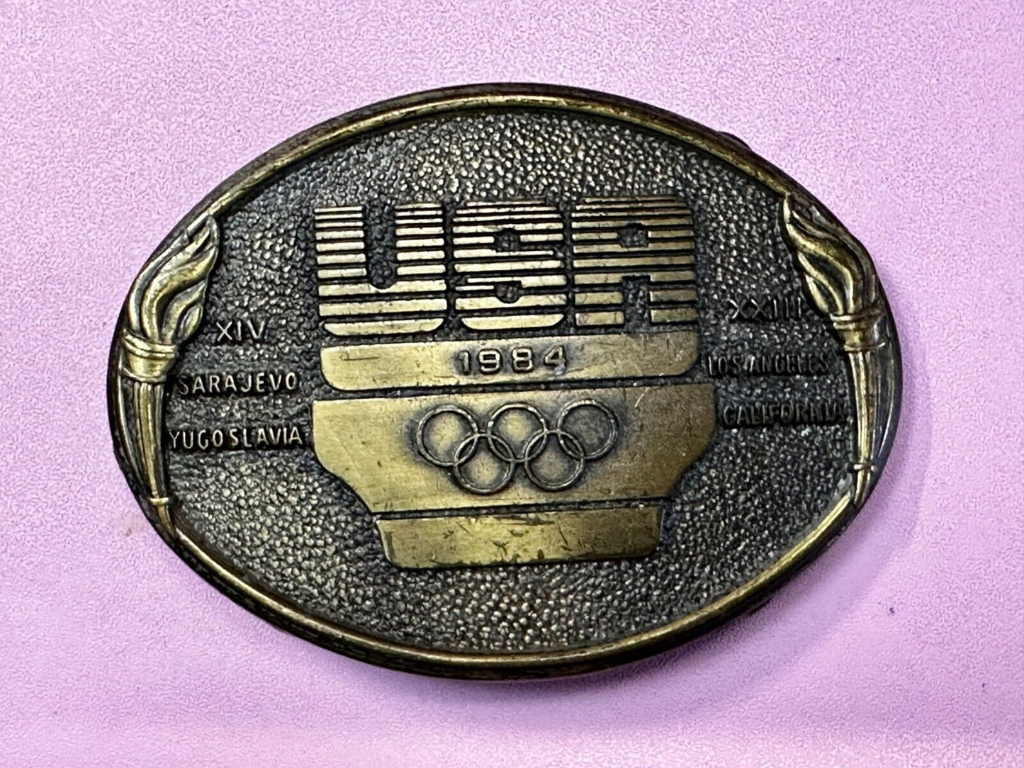 1984 USA Olympics Los Angeles California Vintage Commemorative Belt Buckle