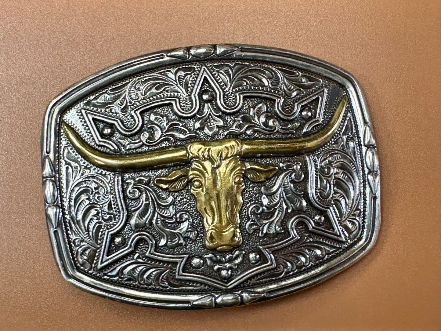 The Longhorn cow steer - cowboys cowgirls western belt buckle by Nocona