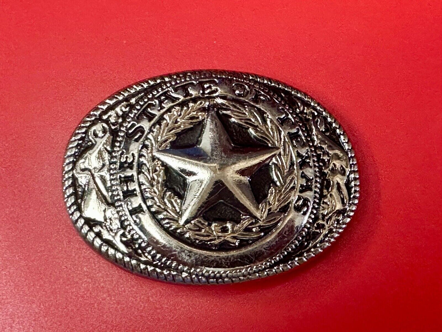 Texas Star & Flag - State Series vintage small gold tone belt buckle