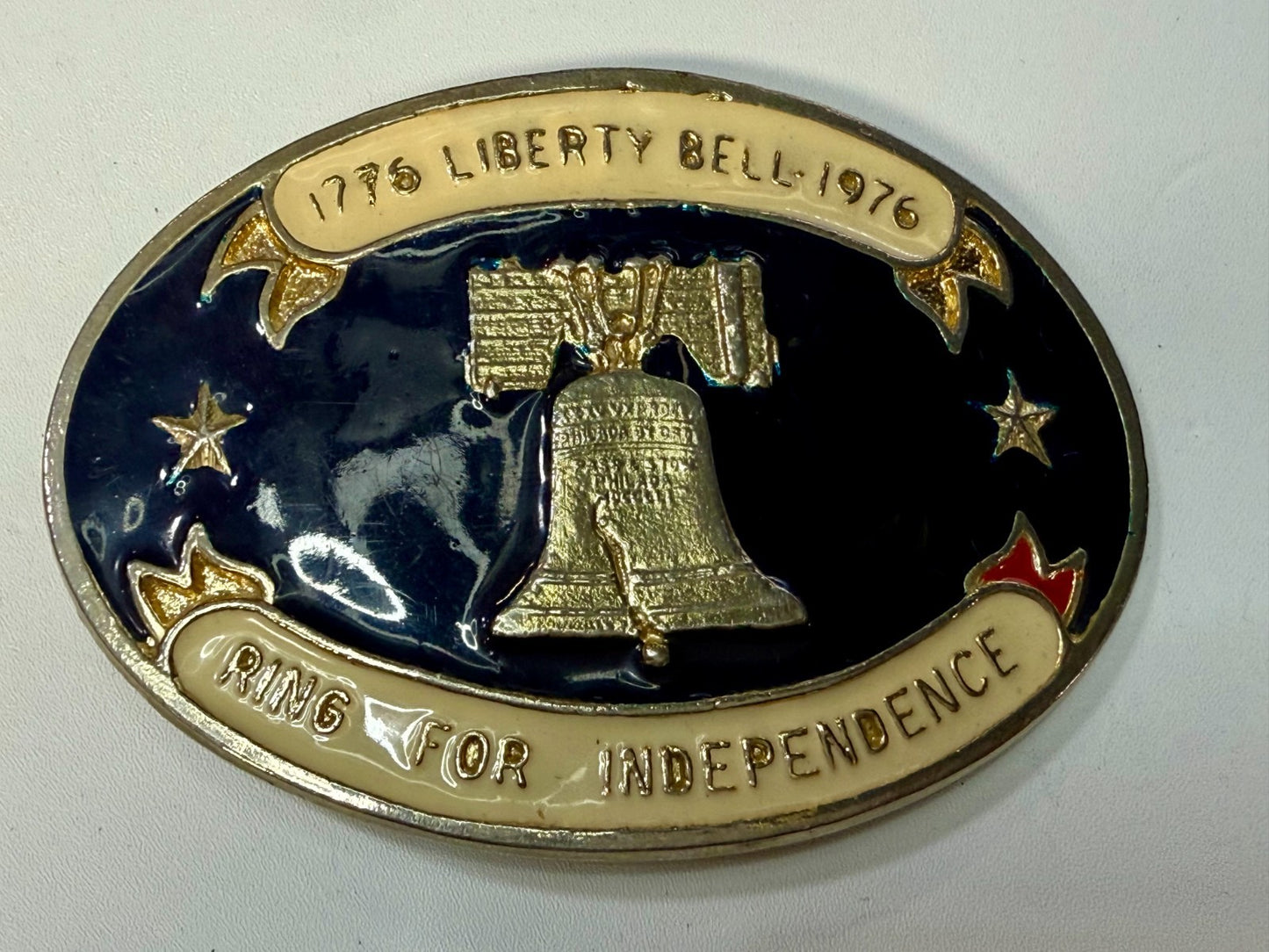 Bicentennial 1776-1976 Liberty Bell Ring Independence Commemorative Belt Buckle