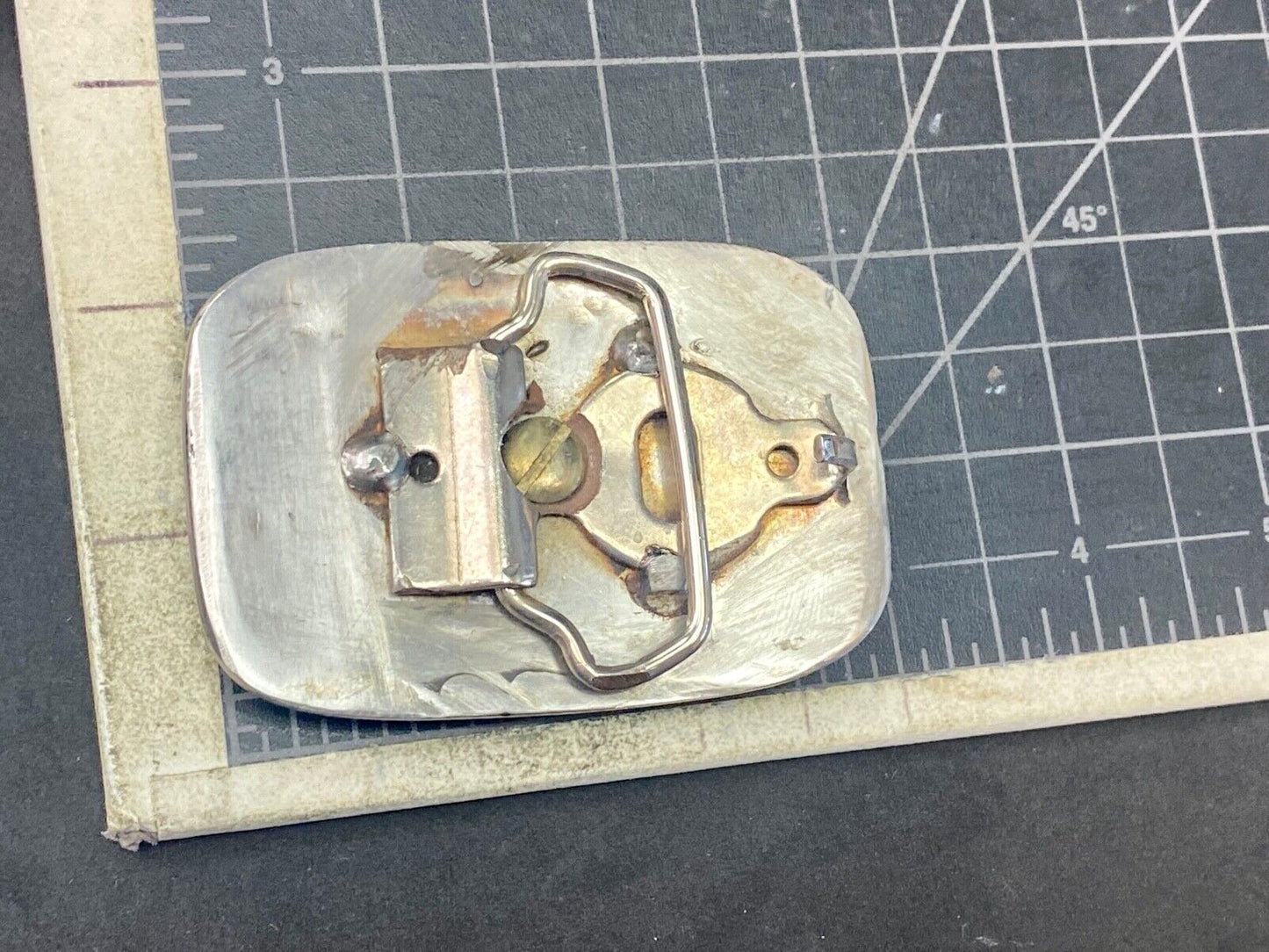 Beautiful Curved Rose On Artisan? Silver? Tone Belt Buckle