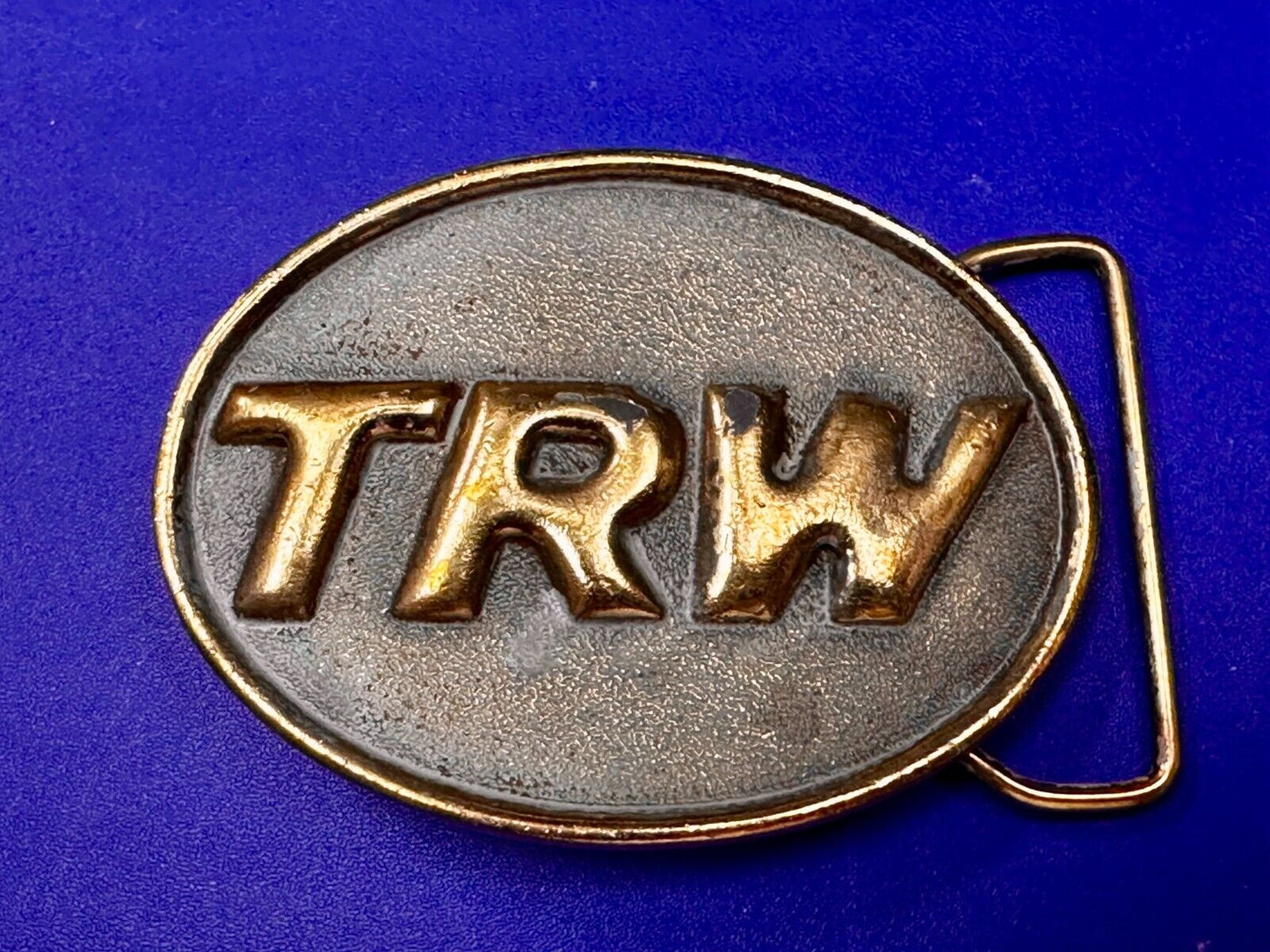 TRW Automotive Parts Advertising Vintage Belt Buckle by Indiana Metal Craft