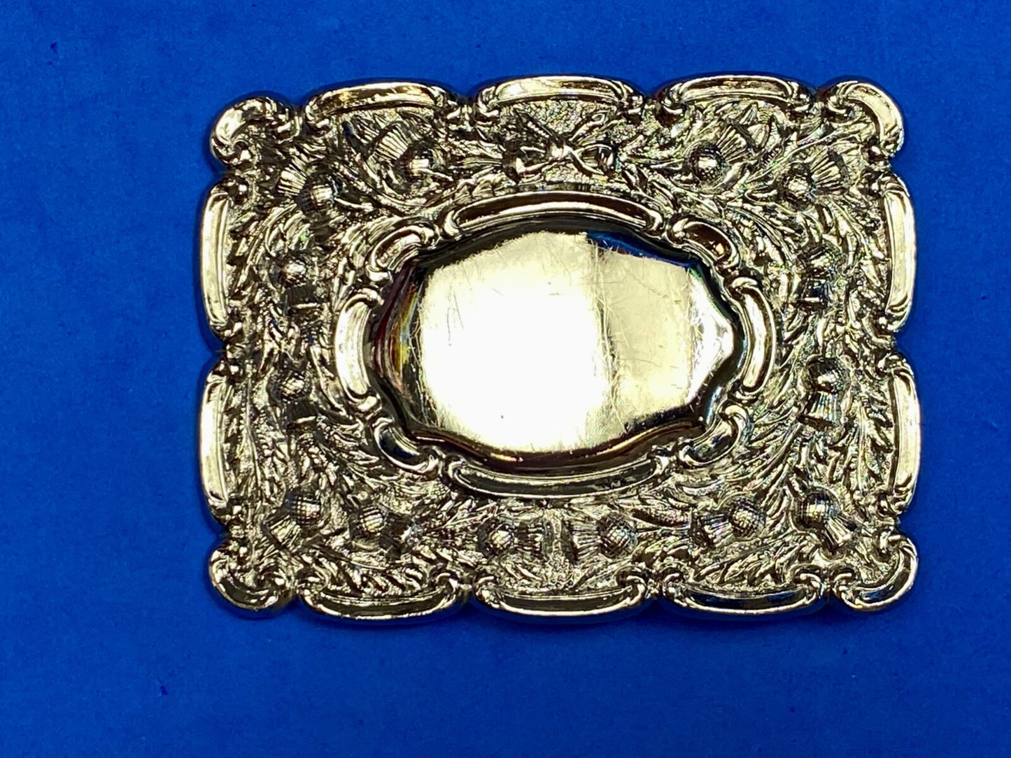 Beautiful Ornate Silver? Flower Swirl Made In Great Britain Belt Buckle