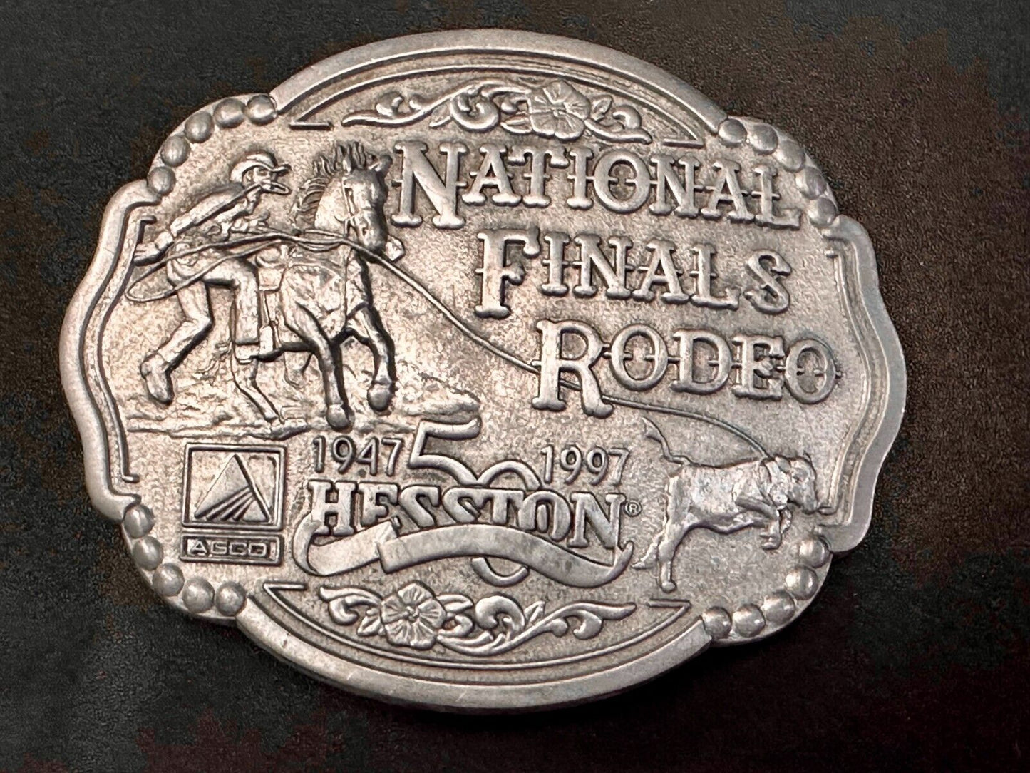 1997 ADM Hesston NFR National Finals Rodeo Cowboys Western Belt Buckle