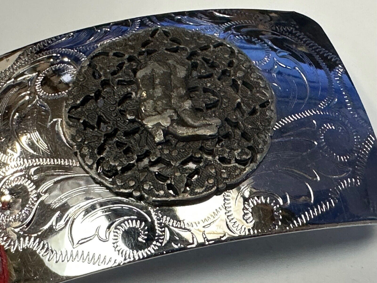 Vintage Cowboy Boots western flower swirl design belt buckle