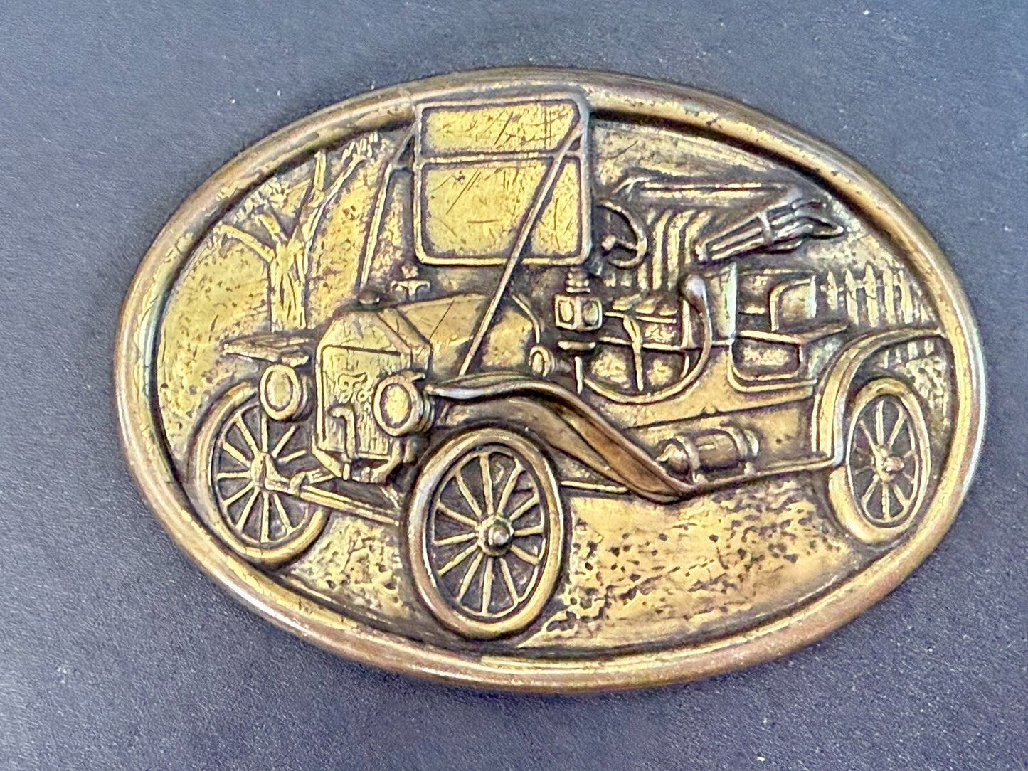 Vintage Avon Collectible Ford Model T Car Collectors Brass Tone Belt Buckle