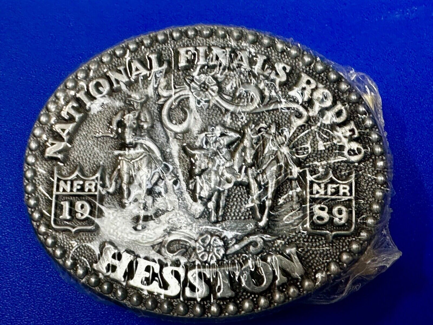 1989 NFR National Finals Rodeo NOS Youth Size Hesston Commemorative Belt Buckle