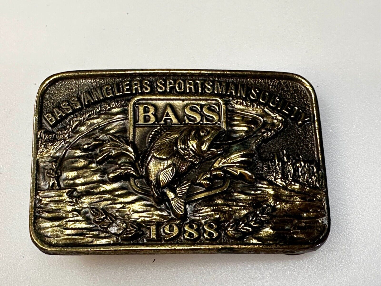 1988 Bass Anglers Sportsman Society Club Great American Belt Buckle