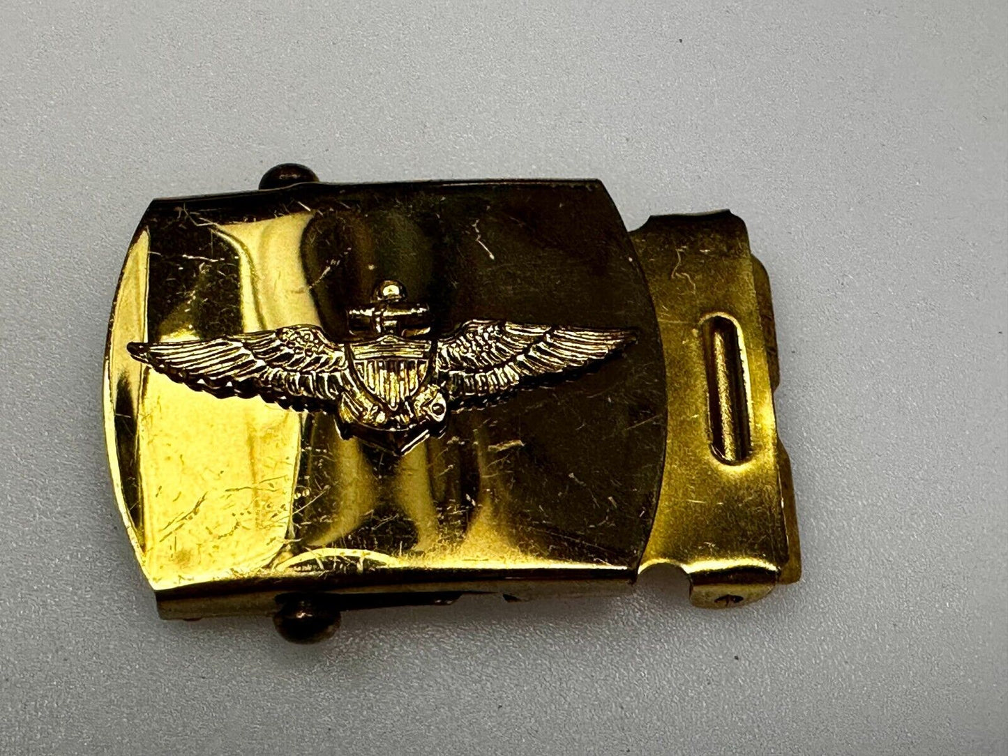 US Navy Aviator Officer Pilot Air Warfare Eagle Seal Brass Ratchet Belt Buckle