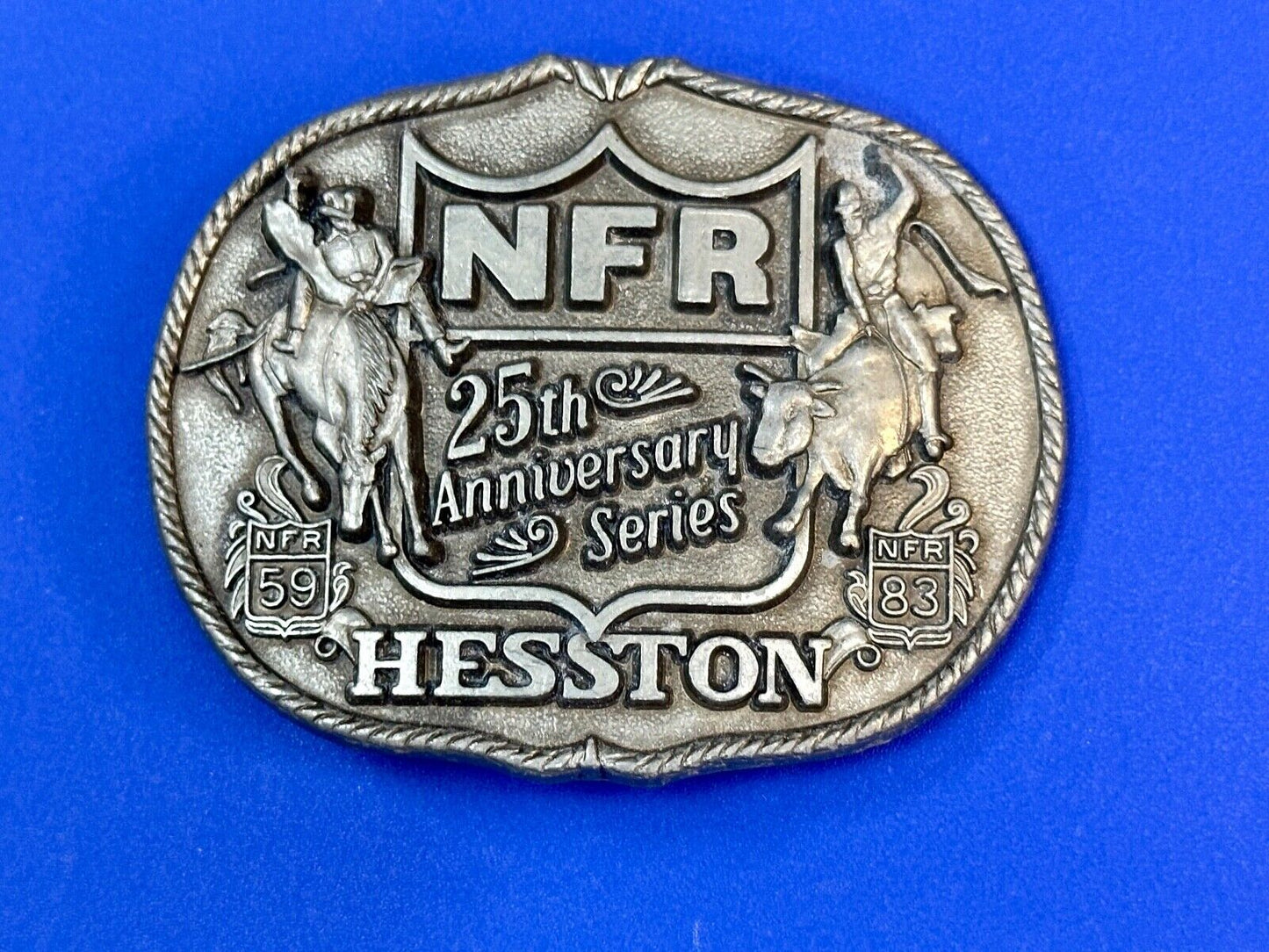 1983 HESSTON Belt Buckle NFR 25th Anniversary First Edition Limited Rodeo