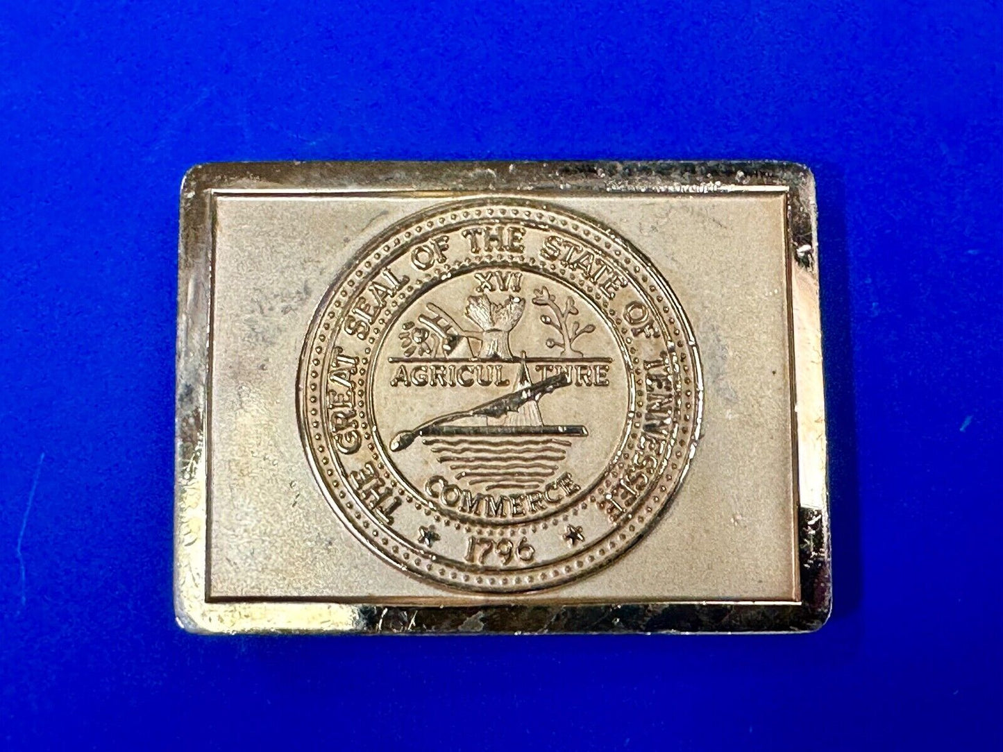 The Great Seal of the State to Tennessee Agricul Thre Commerce RARE belt buckle