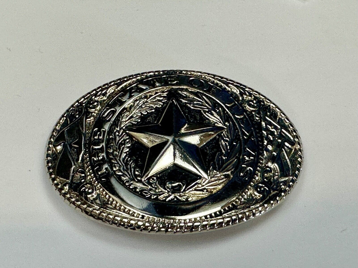 The Great State of Texas - Lone Star Flags seal light gold color belt buckle