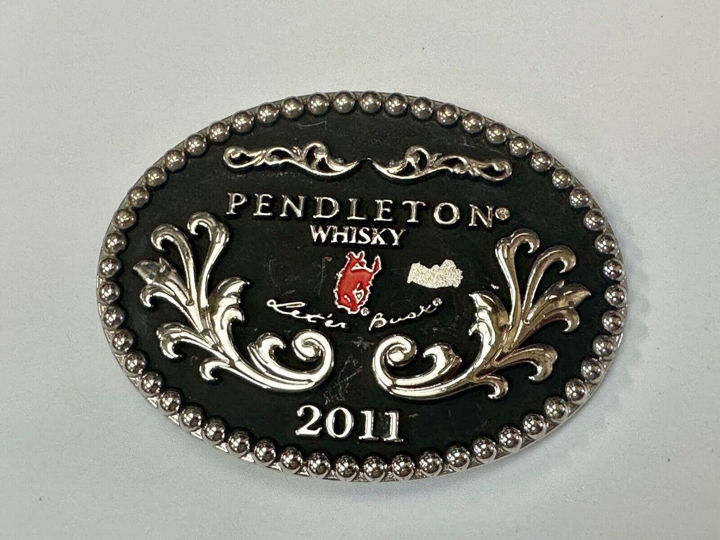 2011 Pendleton Whiskey Let'er Rodeo Cowboy Montana Silversmiths Buck Buckle