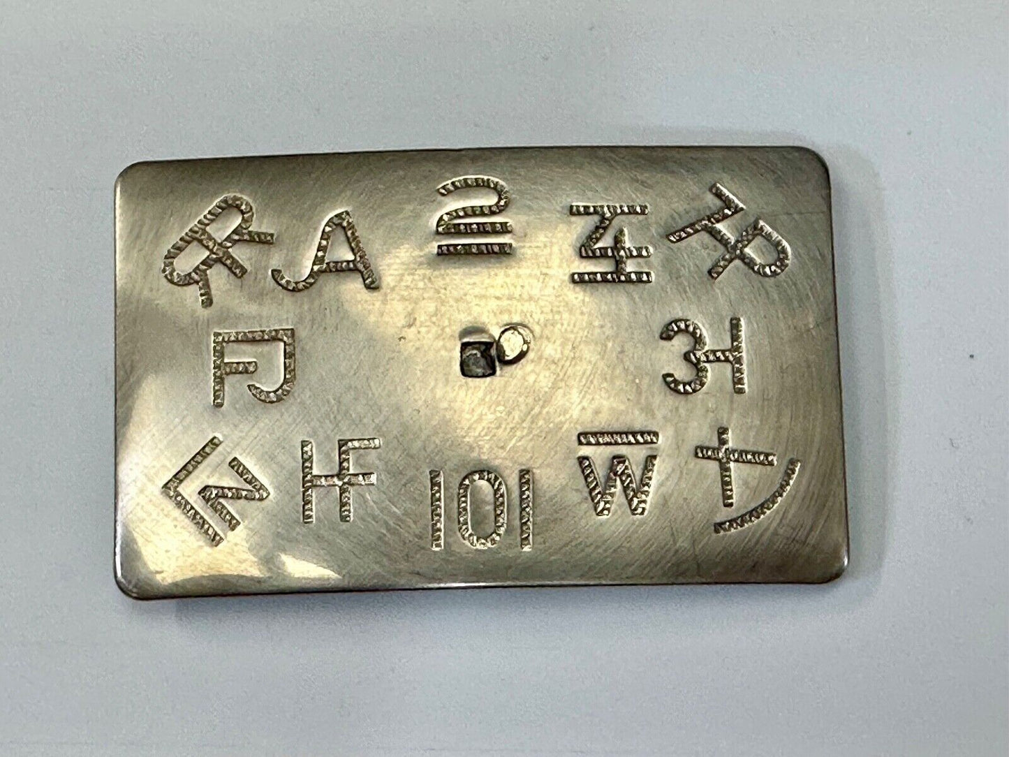 Vintage Chambers cattle branding symbols belt buckle - no center