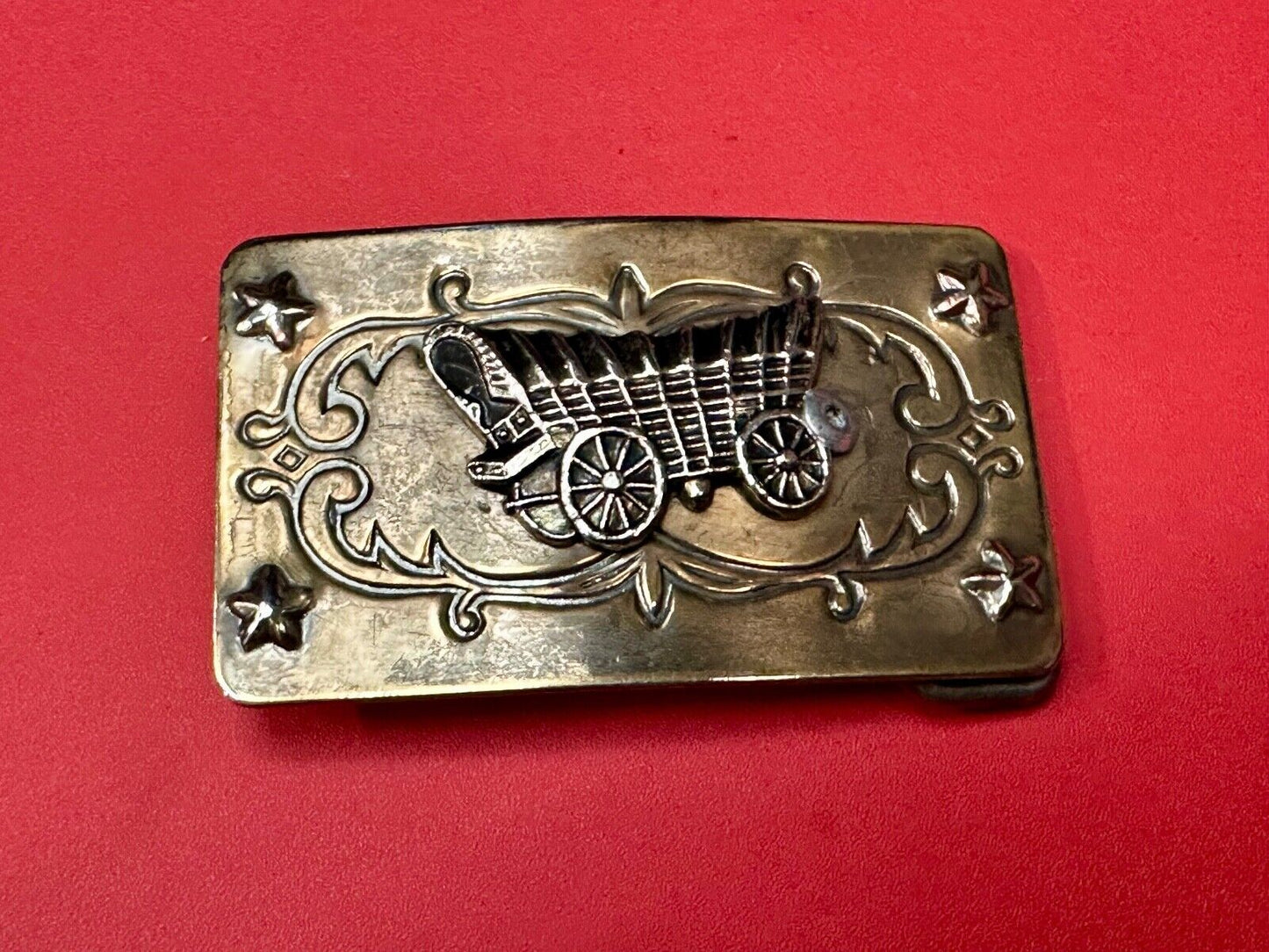 Vintage Covered Wagon Ornate belt buckle to restore