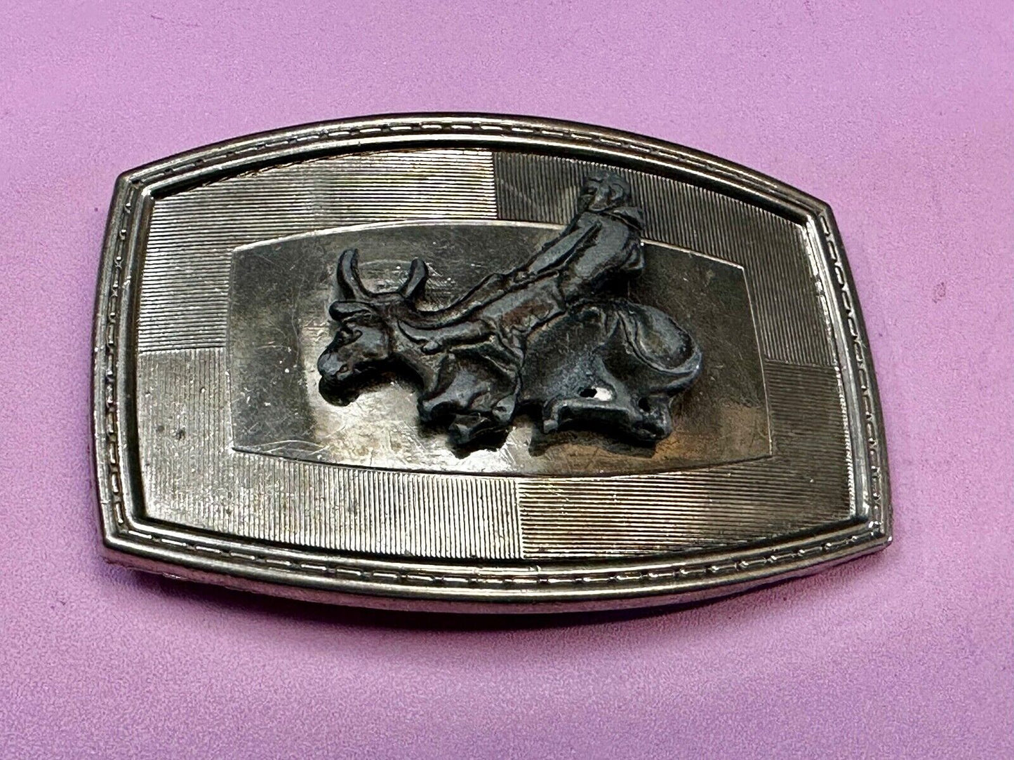 Vintage Cowboy on Bucking Saddle Bronc western belt buckle