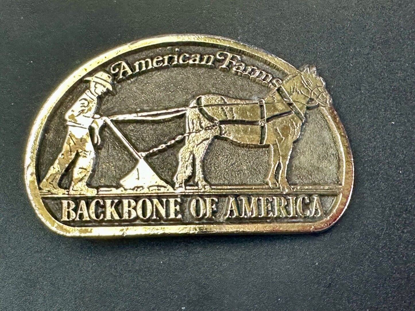 American Farm's, The Backbone of America - Patriotic Farm Theme Vtg. belt buckle