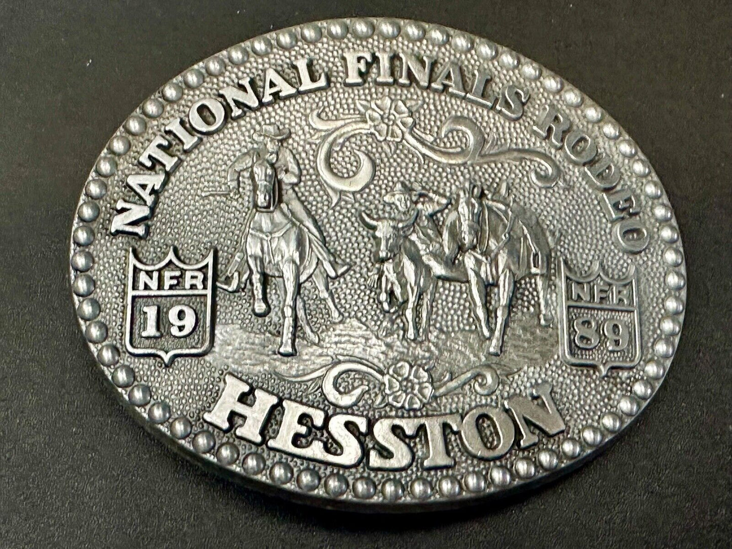 1989 National Finals Rodeo NFR Award Design Medals Belt Buckle