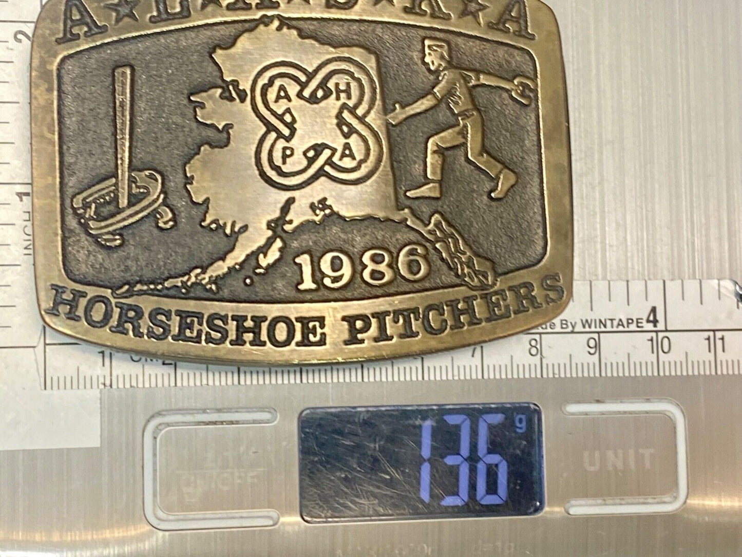 Vintage 86 Alaska Horseshoe Pitchers Belt Buckle Limited Ak Frontier Treasures