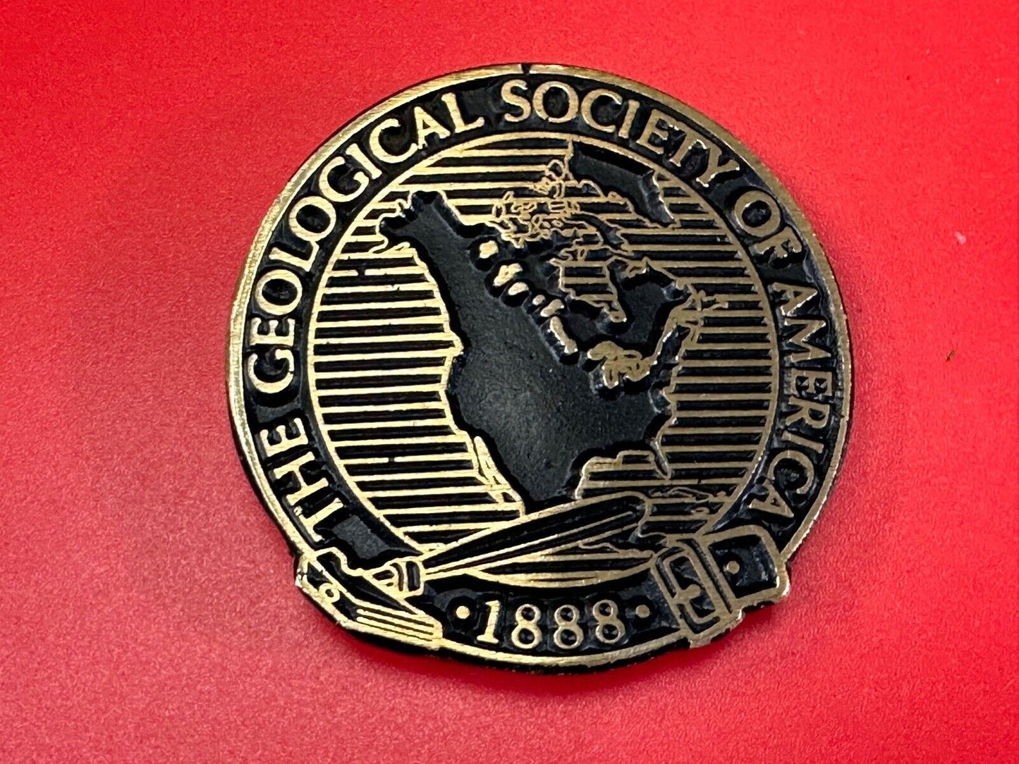 The Geological Society of America vintage solid brass round belt buckle