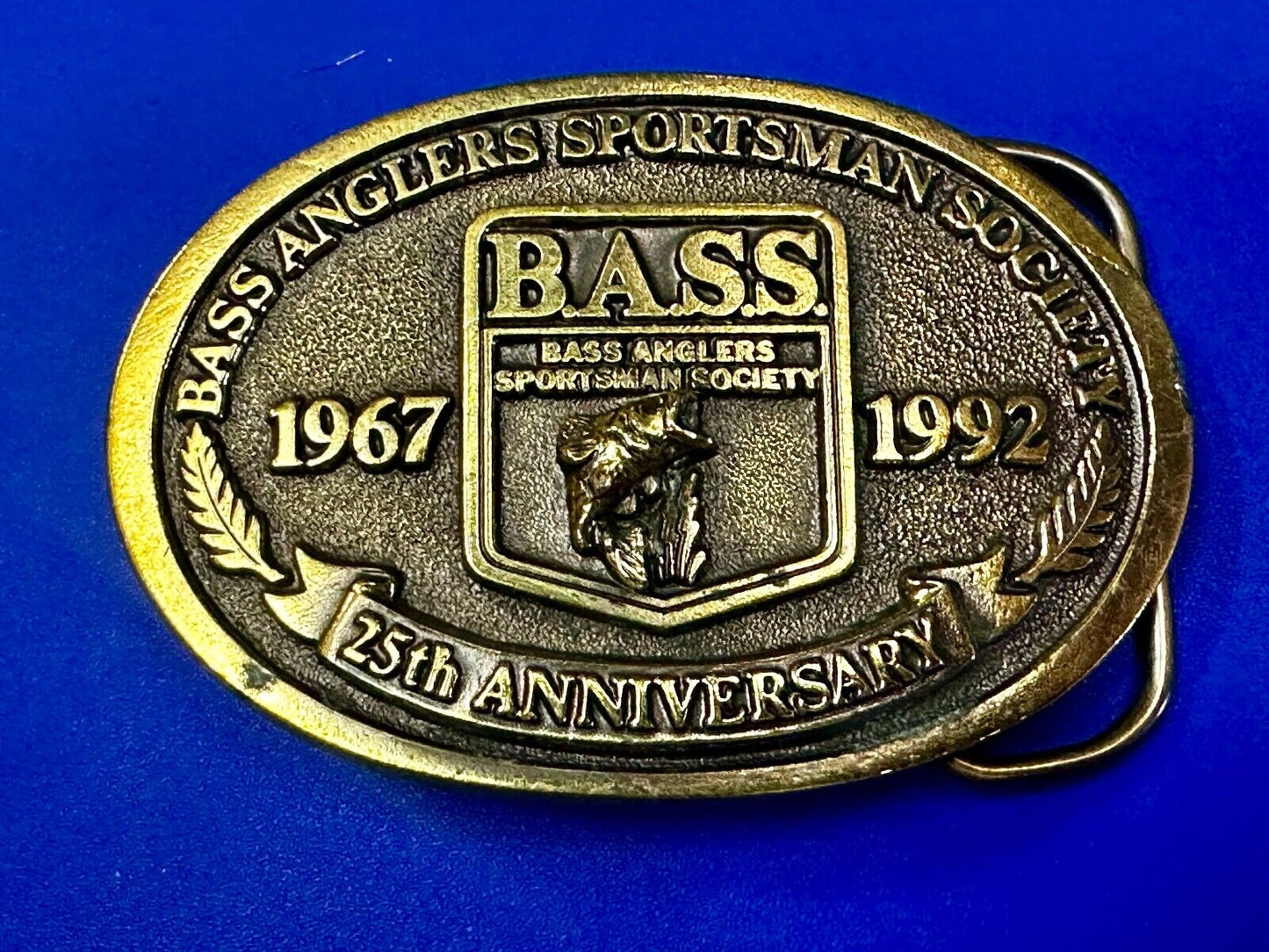 1992 BASS Anglers Sportsman Society Sport Fishing Fishermans 25th yr Belt Buckle