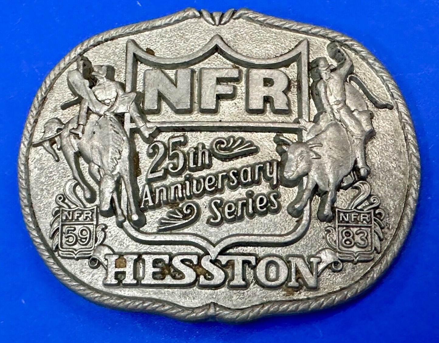 25th Anniversary Series NFR Rodeo Vintage HESSTON Cowboy belt buckle