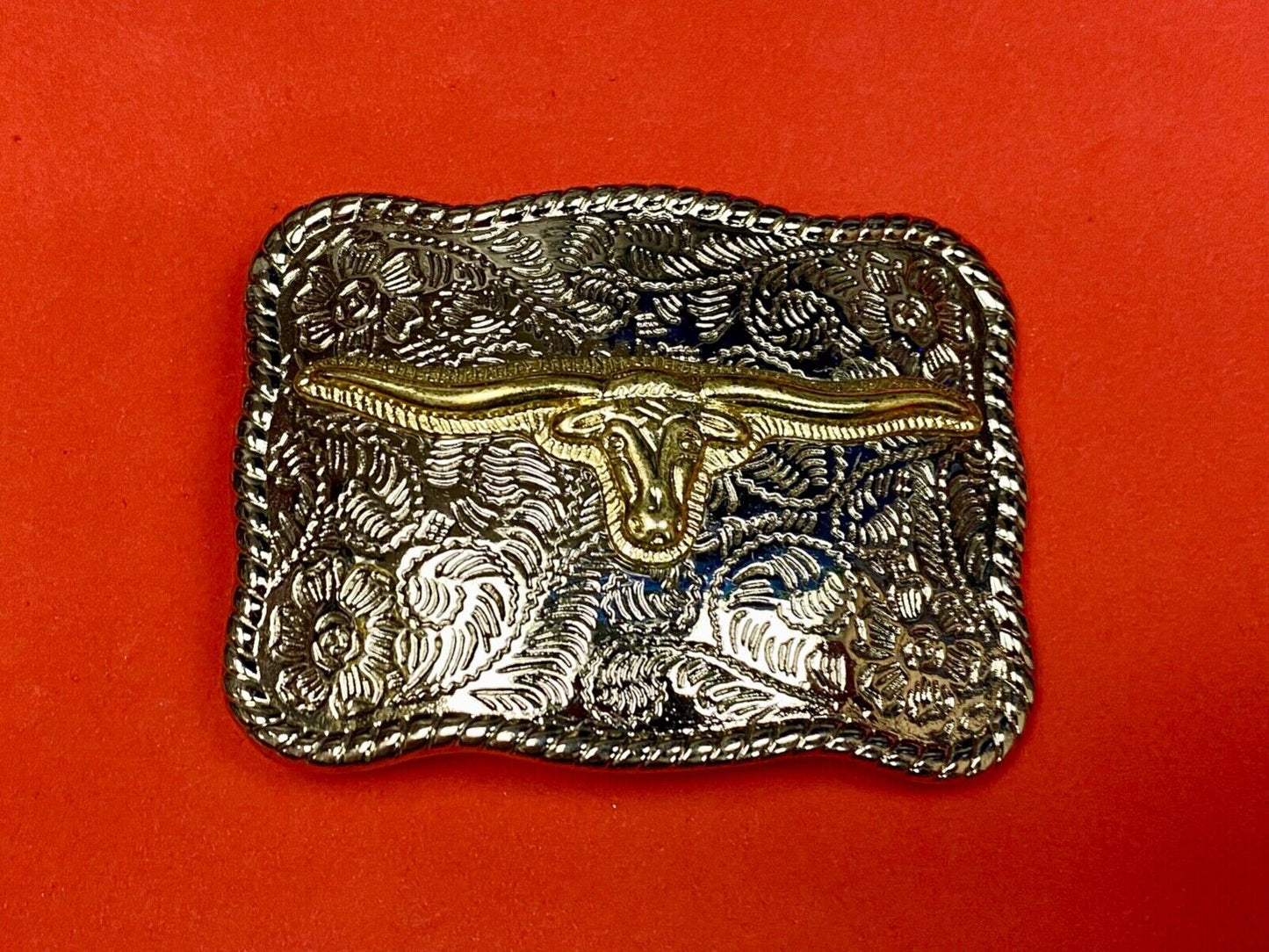 The Texas Longhorn! Mixed Color / Metal Ornate Western Belt Buckle