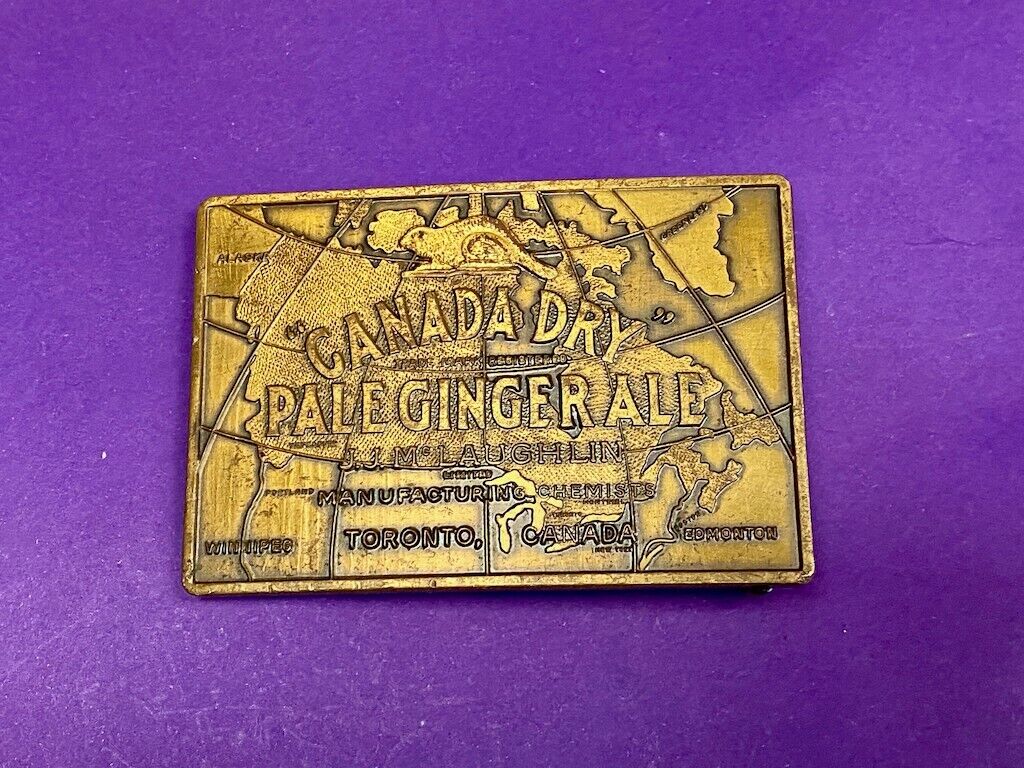 Vintage Canada Dry Pale Ginger Ale Beverage Advertisment Brass Tone Belt Buckle