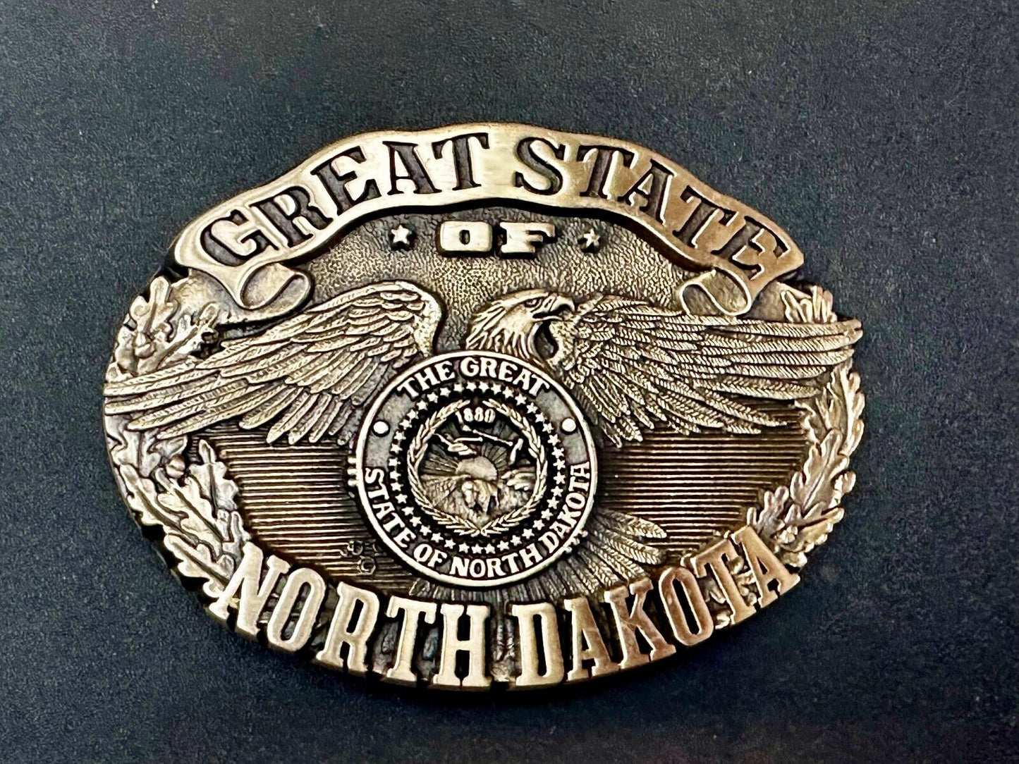 The Great State of North Dakota Vintage Award Design Medals 1st Edn Belt Buckle