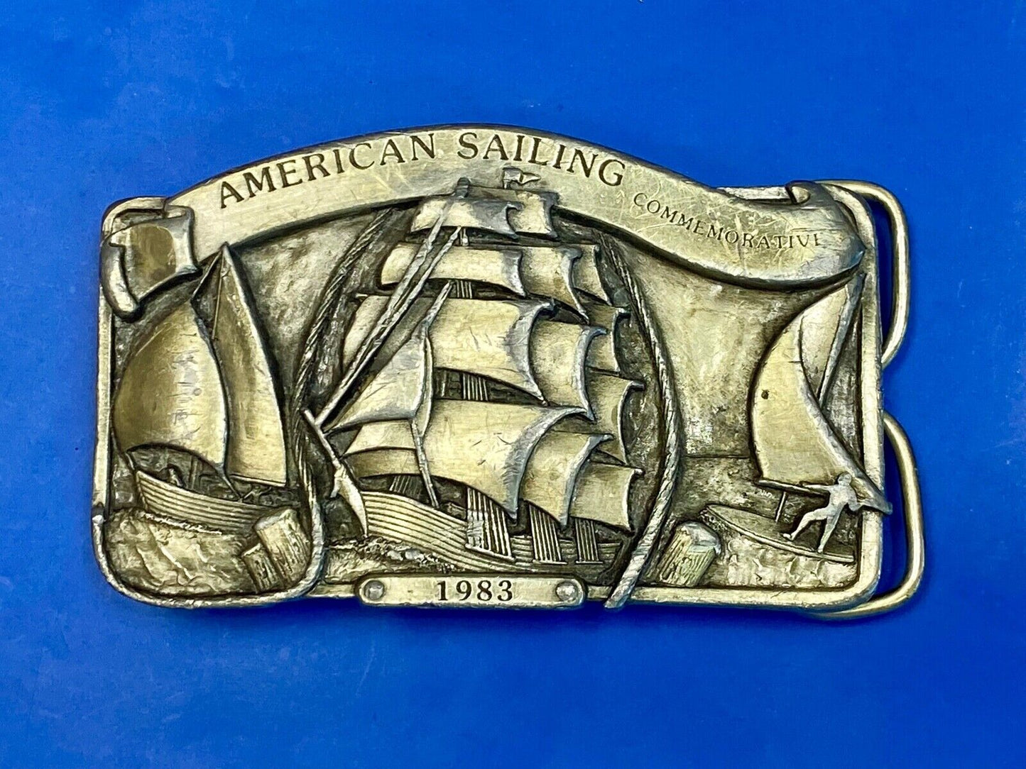 Vintage 1983 American Sailing Boating Commemorative Belt Buckle By Arroyo Grande