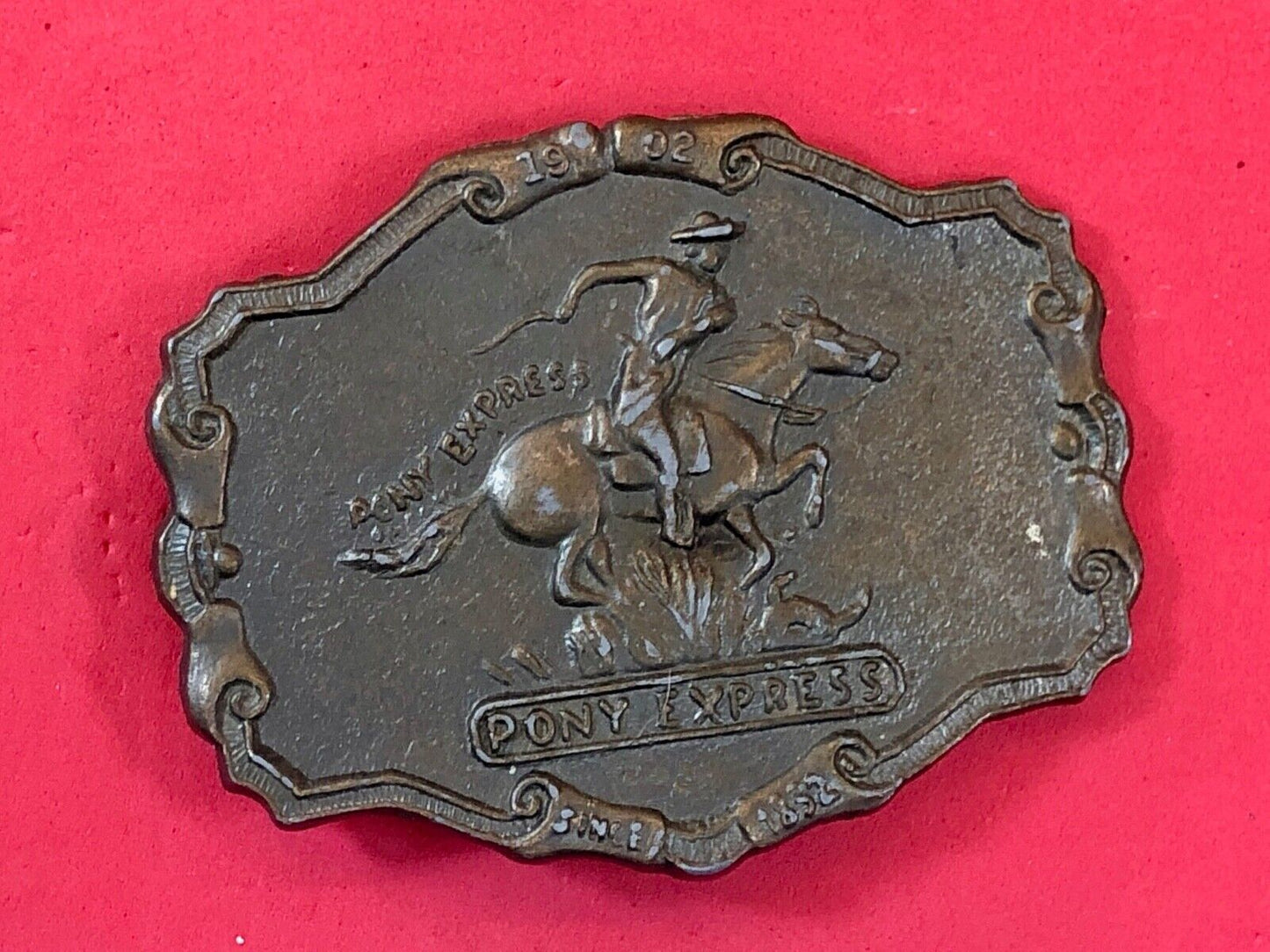 The Historic Providence Mint Pony Express Horse Rider Western Framed Belt Buckle