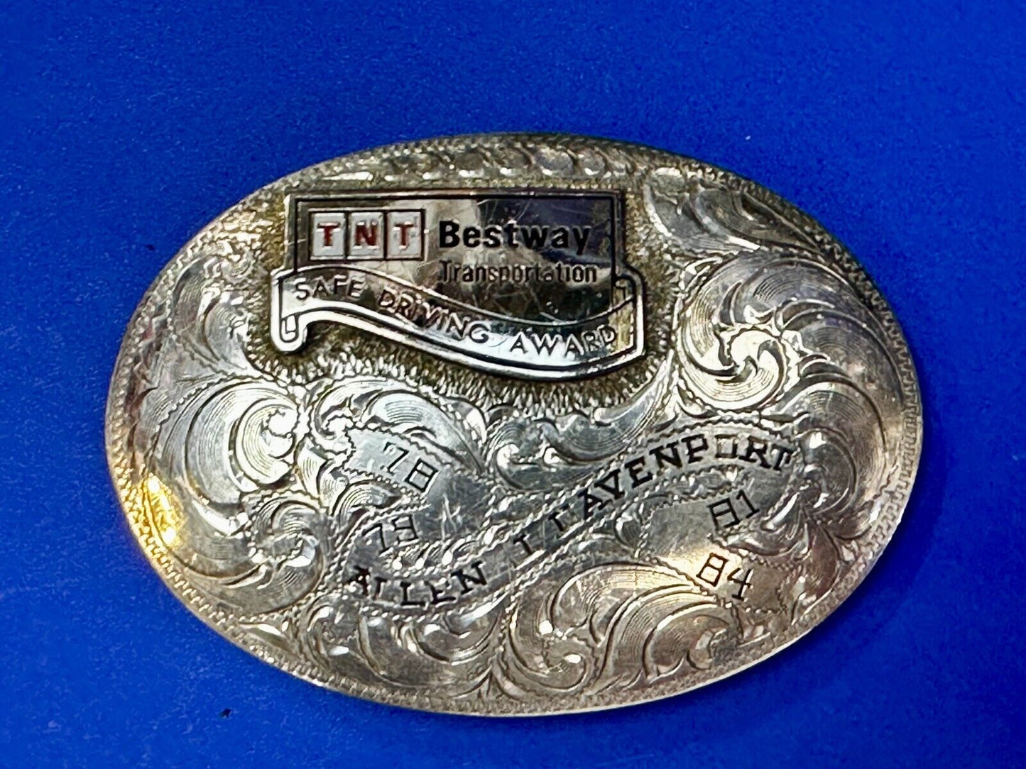 TNT Bestway Transportation Safe Driving Award Belt Buckle by BK Silversmiths