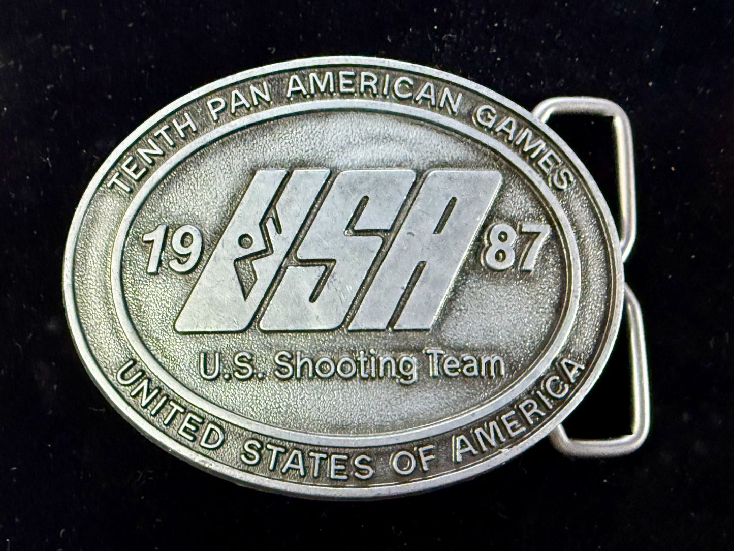 1987 USA U.S. Shooting Team Pan Am Games Commemorative NOS Belt Buckle