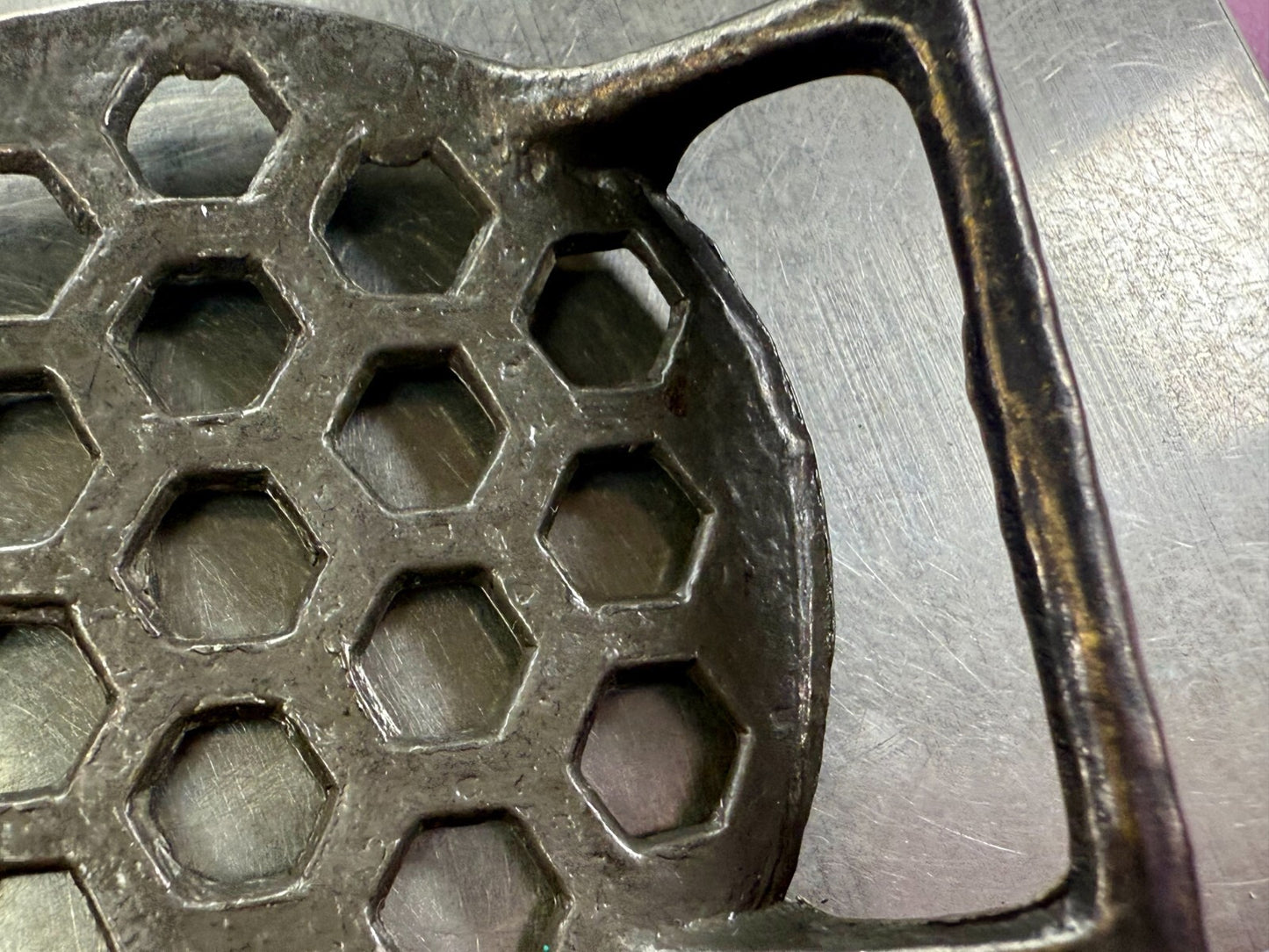 Artisan Welder Metalwork Abstract Honeycomb Open Work Vintage Belt Buckle
